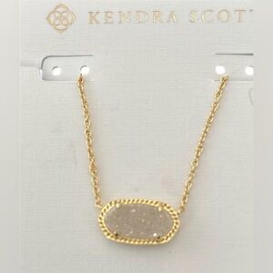 Kendra Scott Gold Oval Pendant Necklace - Ivory Stone.  New